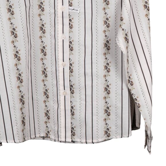 White Stag VTG Button Up Shirt XL 16 18 Womens NEW Striped Floral Green Beige - Picture 3 of 6